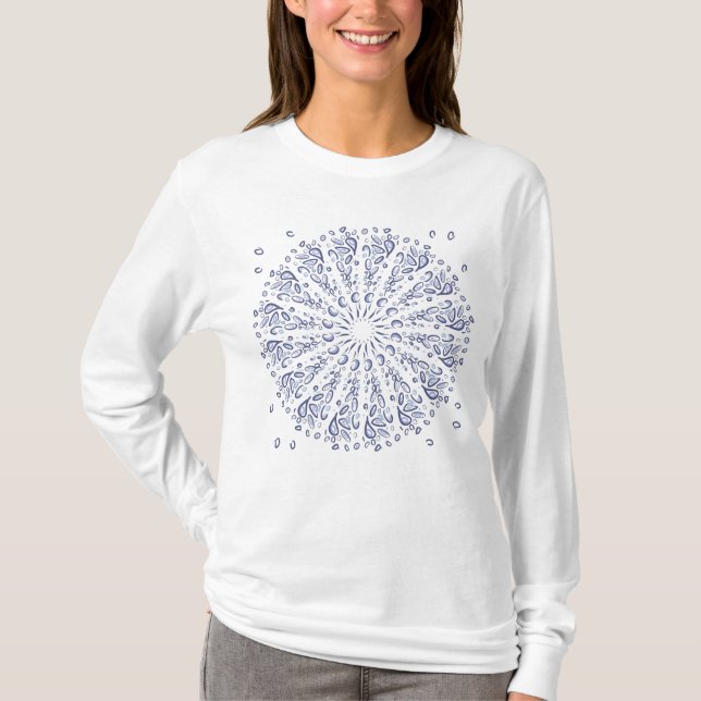 Camiseta Patrón de mandala azul (Anverso)