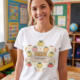 Camiseta Patrón de manzana de escuela de maestro amarillo