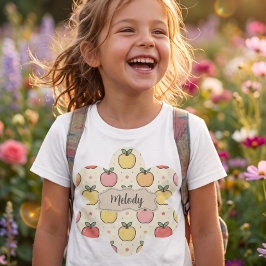 Camiseta Patrón de manzanas lindas para volver al colegio 
