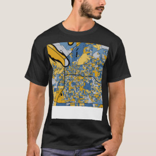 Camiseta Patrón de mapa de Montgomery en Blue Gold TShirt