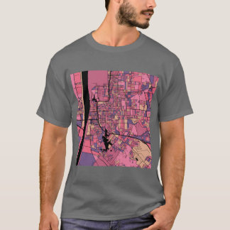 Camiseta Patrón de mapa de ruidos de batones en rosa morado