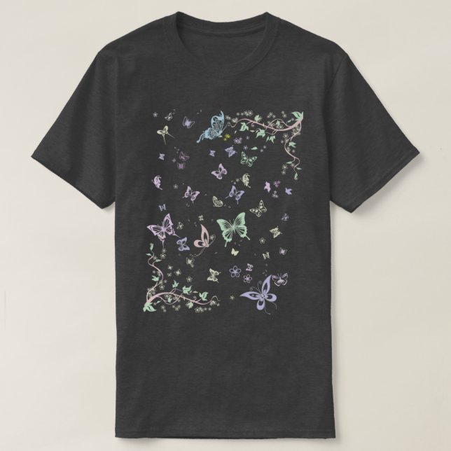 Camiseta Patrón de mariposa arcoiris (Diseño del anverso)