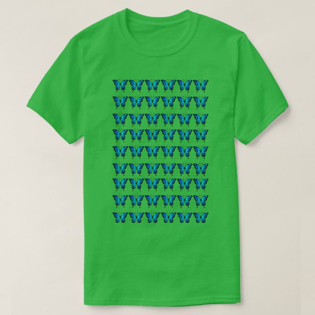 Camiseta Patrón de mariposa azul 29 (Diseño del anverso)