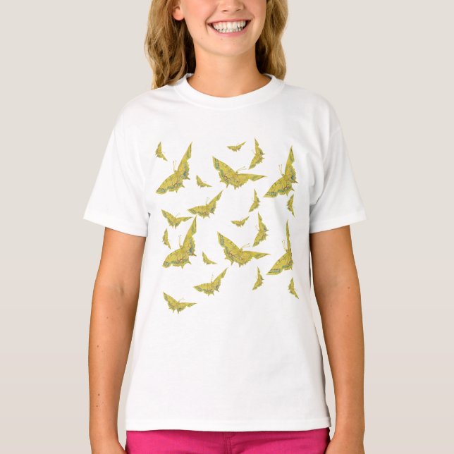 Camiseta Patrón de mariposa en el Viejo Mundo Amarillo (Anverso)