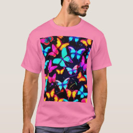 Camiseta Patrón de Mariposa Neon