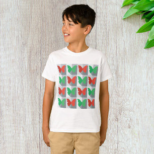 Camiseta Patrón de mariposa rojo y verde