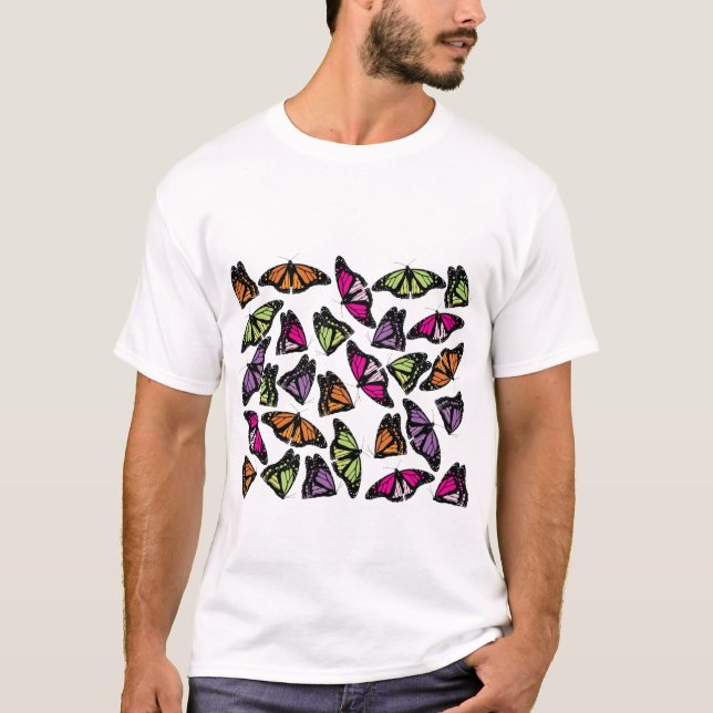 Camiseta Patrón de mariposas coloridas (Anverso)