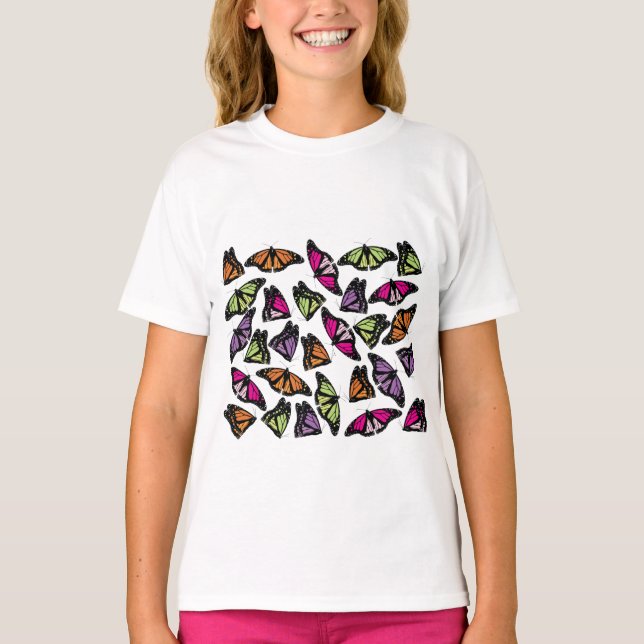 Camiseta Patrón de mariposas coloridas (Anverso)