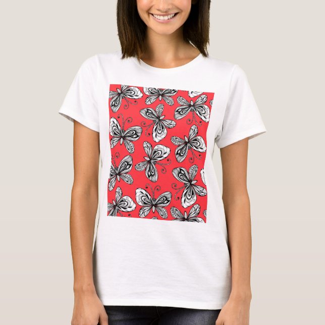 Camiseta Patrón de mariposas Doodle (Anverso)