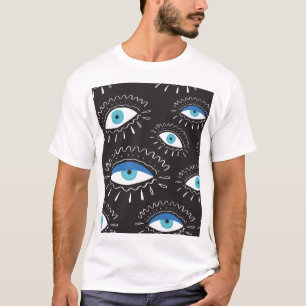 Camiseta Patrón de moda de las plumas oculares tribales