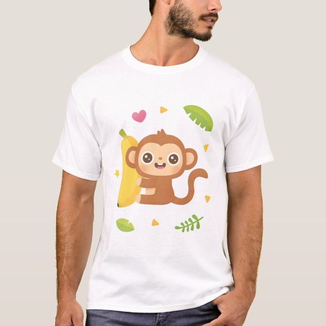 Camiseta Patrón de mono y banano (Anverso)