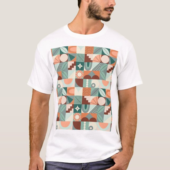 Camiseta Patrón de mosaico abstracto geométrico sin costura (Anverso)
