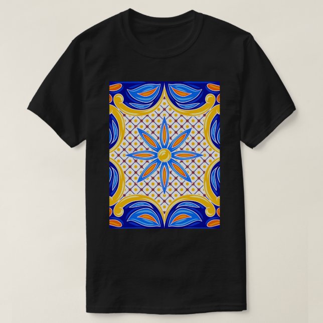 Camiseta Patrón de mosaico cerámico Talavera mexicana 1 (Diseño del anverso)
