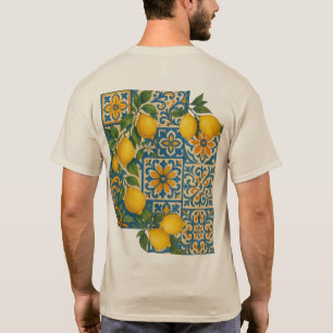 Camiseta Patrón de mosaico de limón mediterráneo - Diseño c