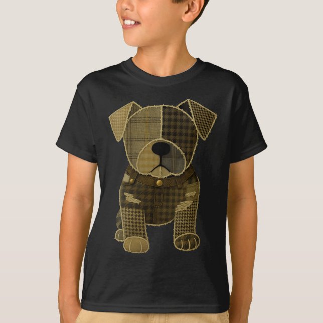 Camiseta Patrón de mujer amante del perro Pug de patchwork  (Anverso)