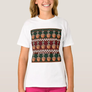 Camiseta Patrón de Navidad de chocolate caliente de arte de
