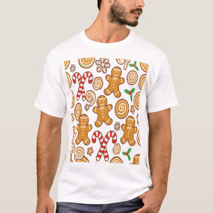Camiseta Patrón de Navidad de Galletas de Jengibre