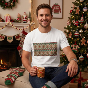Camiseta Patrón de Navidad de hombre de jengibre tejido 
