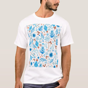 Camiseta Patrón de Navidades azules