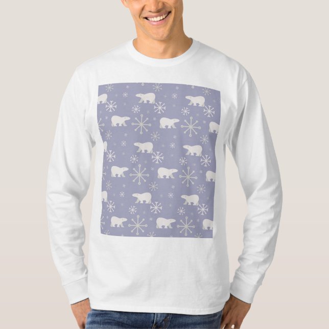 Camiseta Patrón de navidades con osos polares y copos de ni (Anverso)