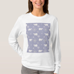 Camiseta Patrón de navidades con osos polares y copos de ni