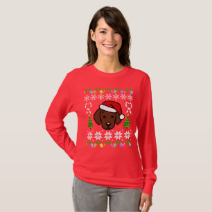 Camiseta Patrón de Navidades de cachorros de chocolate Labr
