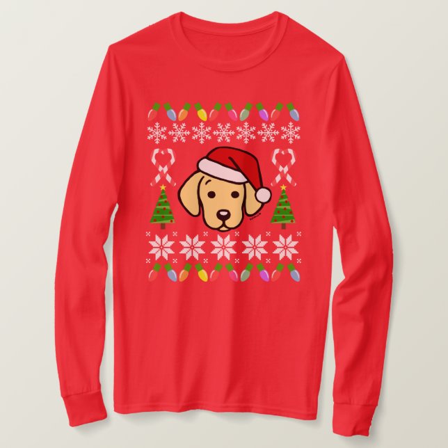 Camiseta Patrón de Navidades de Cachorros de Labrador Amari (Anverso del diseño)