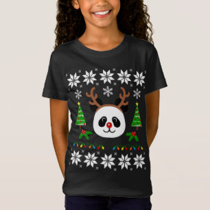 Camiseta Patrón de Navidades de renos Cute Panda Rudolph