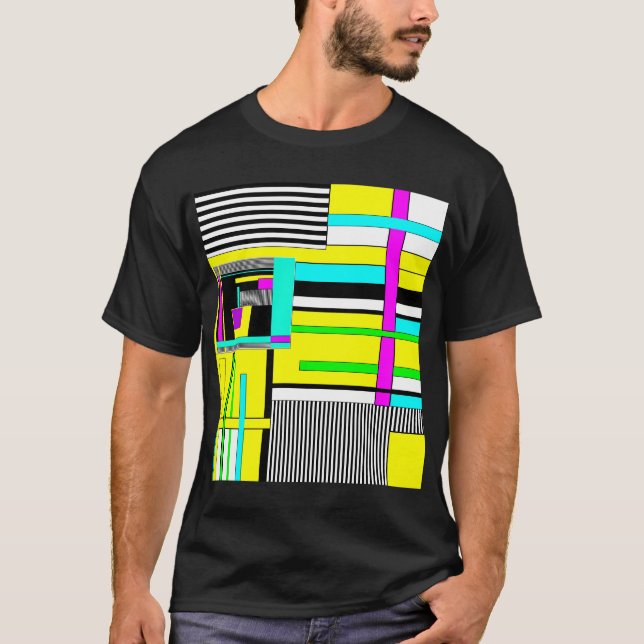Camiseta Patrón de neón geométrico brillante abstracto arro (Anverso)