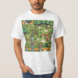 Camiseta Patrón de nivel de bosque de videojuegos en mosaic