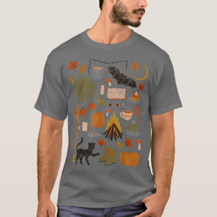 Camiseta Patrón de Noches de Otoño Cae Bruja de Halloween S