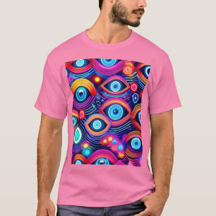 Camiseta Patrón de Ojo Psicodélico Colorido