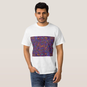 Camiseta Patrón de onda abstracto vibrante púrpura y azul