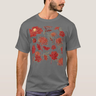 Camiseta Patrón de otoño de las flores de Lotus Acción de G