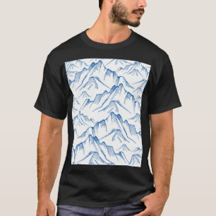 Camiseta Patrón de paisajes de montaña dibujado a mano.