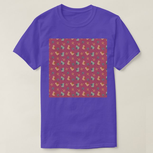 Camiseta patrón de pájaros pequeños de color (Diseño del anverso)