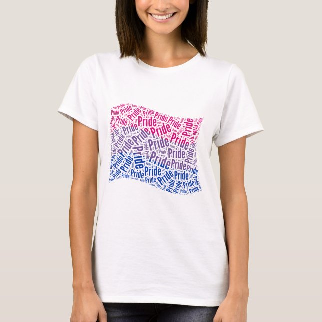 CAMISETA PATRÓN DE PALABRA DE BANDERA BISEXUAL (Anverso)