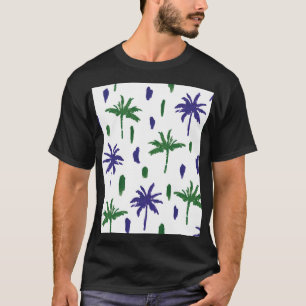 Camiseta Patrón de palma verde azul de la marina