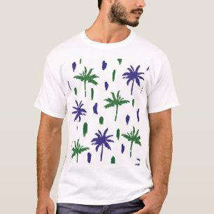 Camiseta Patrón de palma verde azul de la marina