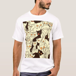 Camiseta Patrón de papel tapiz de color de los gatos pequeñ