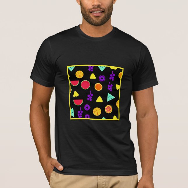 Camiseta Patrón de paraíso de neón de frutas tropicales (Anverso)