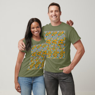 Camiseta Patrón de parches florales retro de los 70