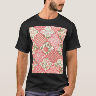 Camiseta Patrón de parchwork floral de Rosas Pastel