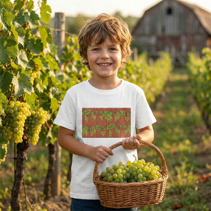 Camiseta Patrón de parra de uva verde sobre madera rústica