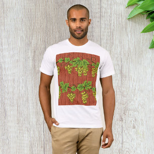 Camiseta Patrón de parra de uva verde sobre madera rústica