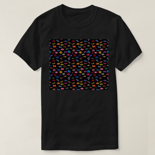 Camiseta Patrón de peces tropicales menor (Diseño del anverso)