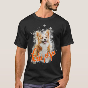 Camiseta Patrón de perro de corgi creativo con tinta de lev