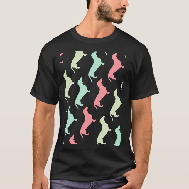 Camiseta Patrón de perro del Pastel Dachshund (Anverso)