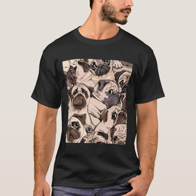 Camiseta patrón de perro pug lindo 320 (Anverso)