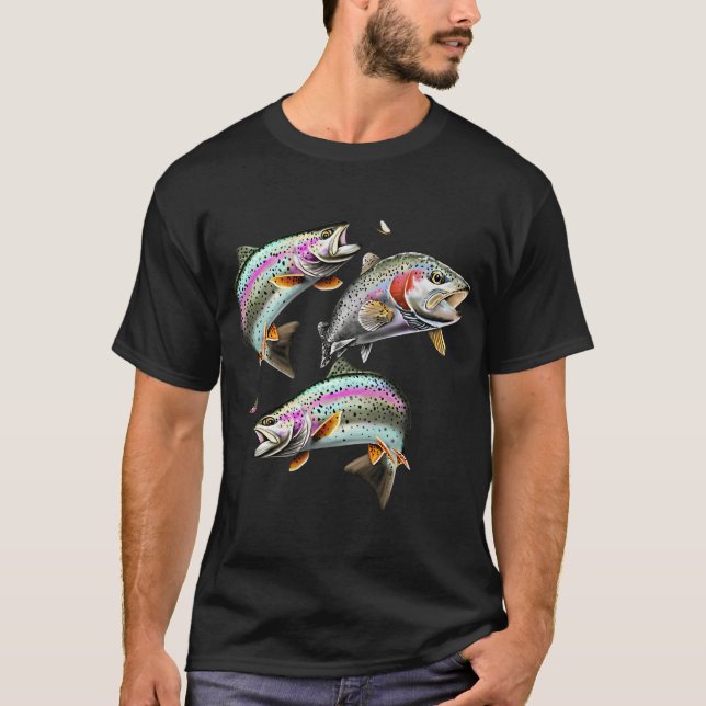 Camiseta Patrón de pesca con mosca de trucha arcoíris - Equ (Anverso)